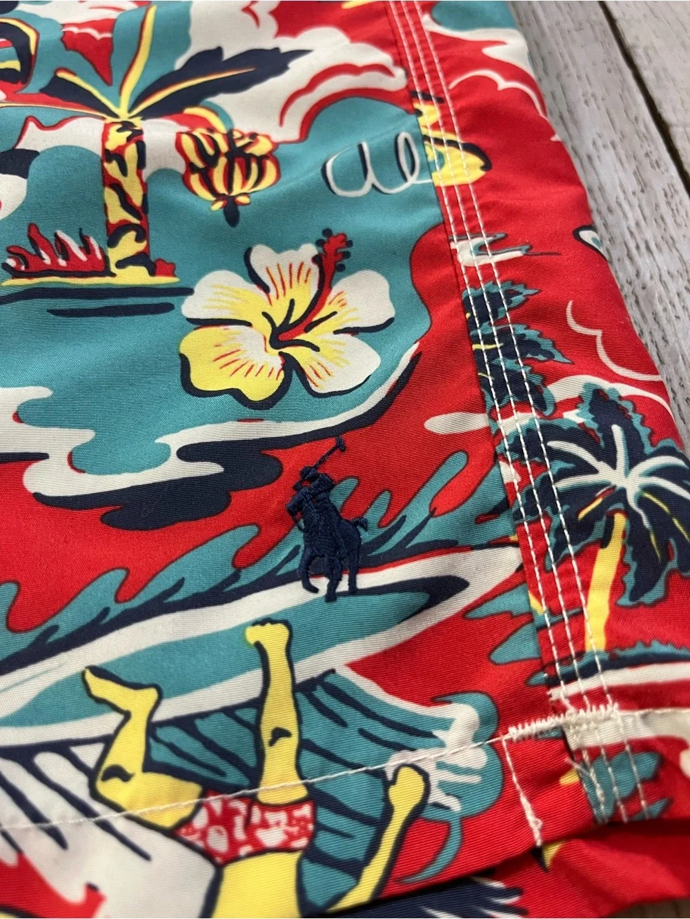 Polo Ralph Lauren Aloha Hawaiian Swim Trunks Board Shorts Size 2XLT 09/18